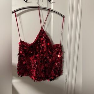 NWOT Red Sequin Women's Top